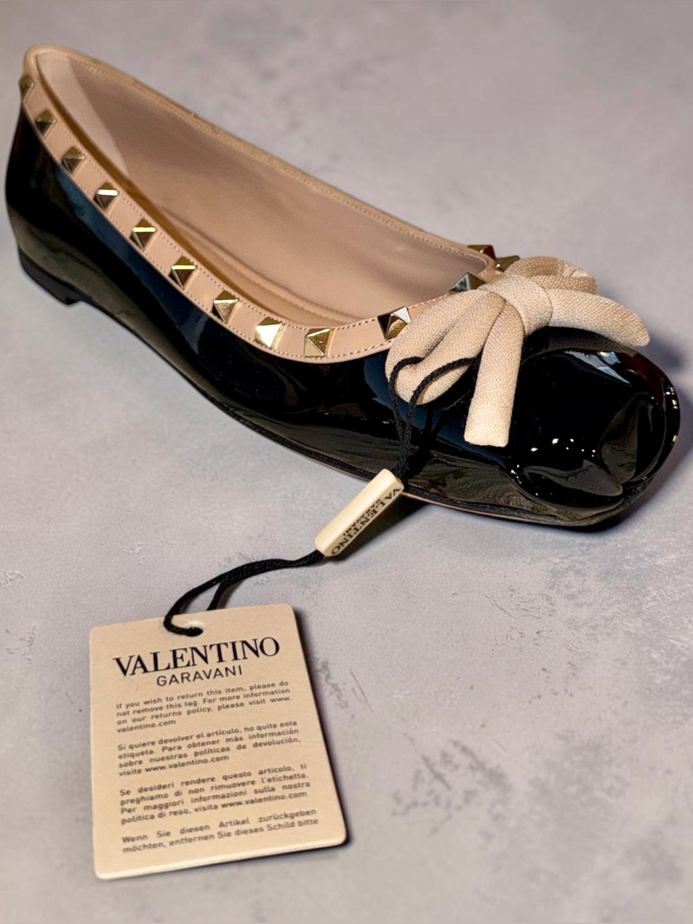 Valentino Garavani Rockstud patent leather ballet flats